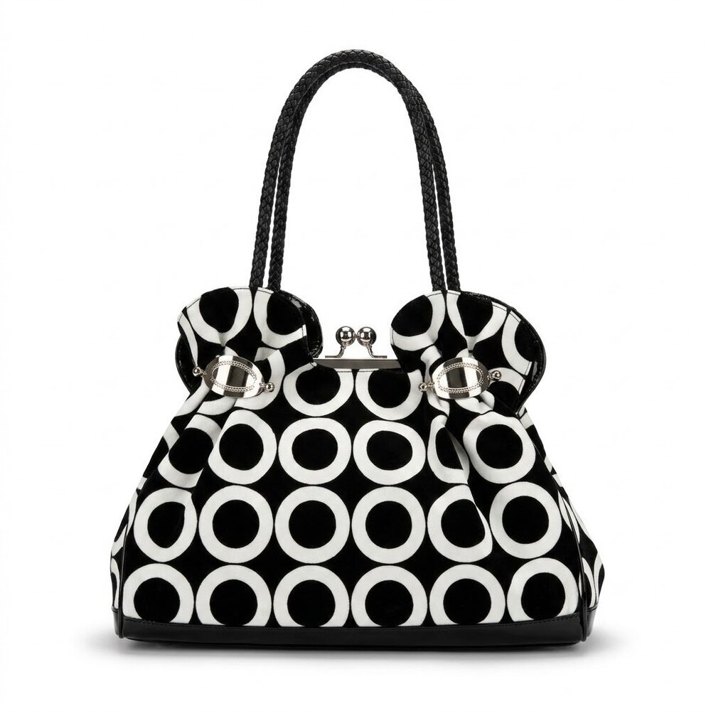 Chic Black and White Circle Pattern Women's Bag